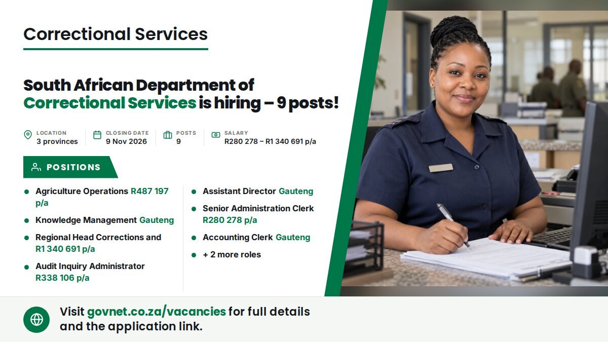 Registration Clerk at South African Department of Correctional Services